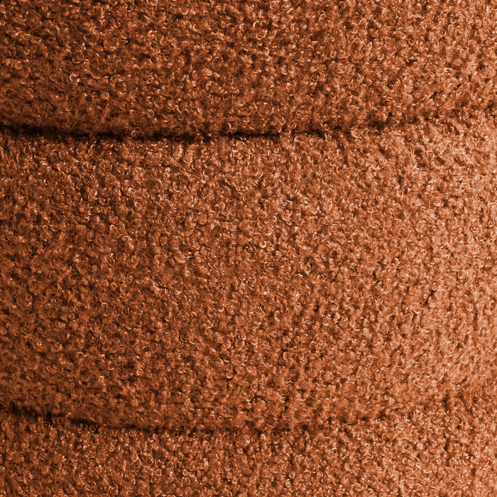 2X Round Stacked Ottoman Stool Teddy Fleece Fabric Foot Rest 38Cm Orange