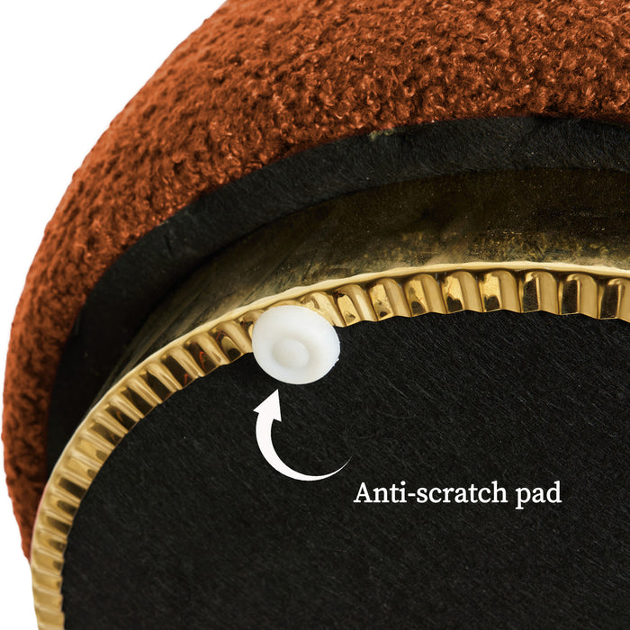 2X Round Stacked Ottoman Stool Teddy Fleece Fabric Foot Rest 38Cm Orange