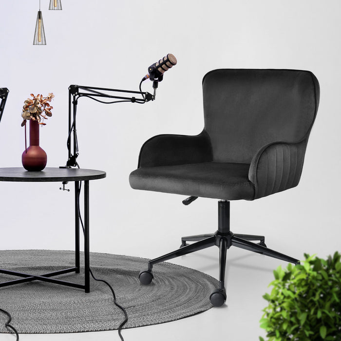 Desk Armchair - Home Office Swivel Chair Adjustable Height Seat Plume Black