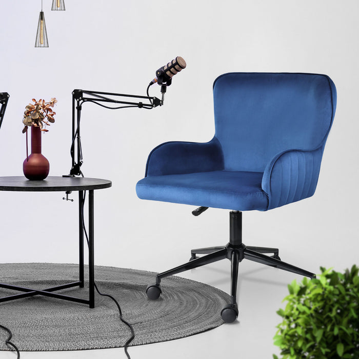 Desk Armchair - Home Office Swivel Chair Adjustable Height Seat Plume Blue
