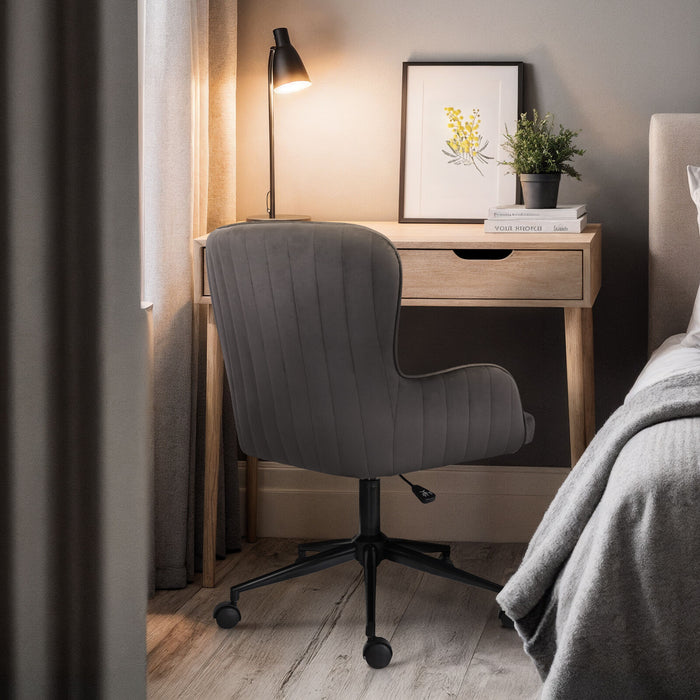 Desk Armchair - Home Office Swivel Chair Adjustable Height Seat Plume Grey