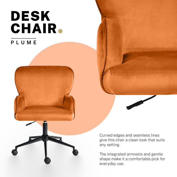 Desk Armchair - Home Office Swivel Chair Adjustable Height Seat Plume Orange