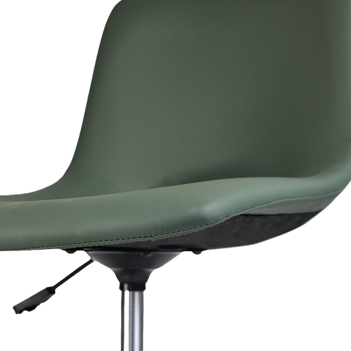 2 Set Office Desk Chair - Pu Leather Home Swivel Chair Cut-Out Seat Halo Green