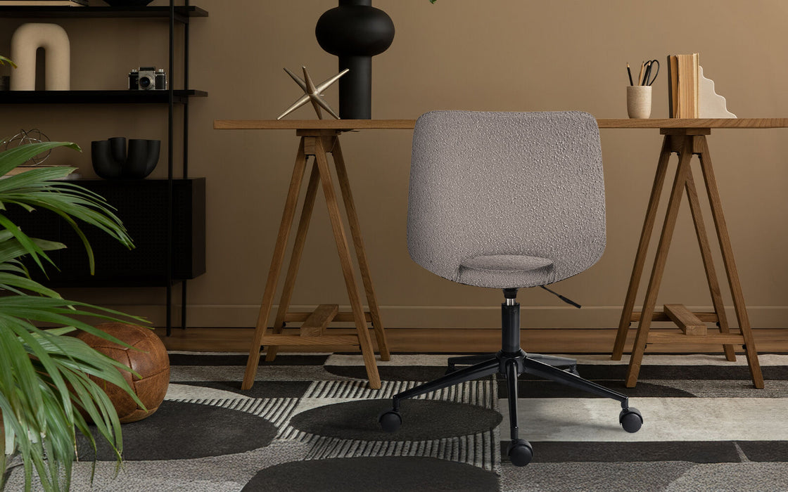 2 Set Office Desk Chair - Loop Yarn Fabric Home Swivel Chair Cut-Out Seat Halo Grey