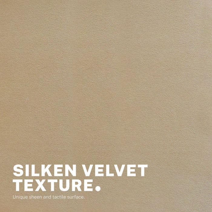 Office Desk Chair - Velvet Armless Swivel Study Seat Ovoid Pale Khaki