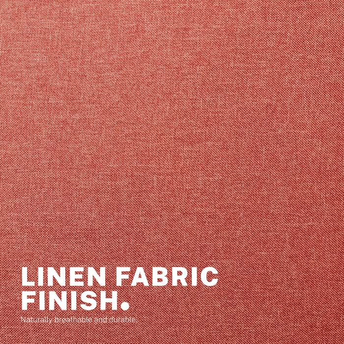 Office Desk Chair - Linen Fabric Armless Swivel Study Seat Ovoid Earthy Red