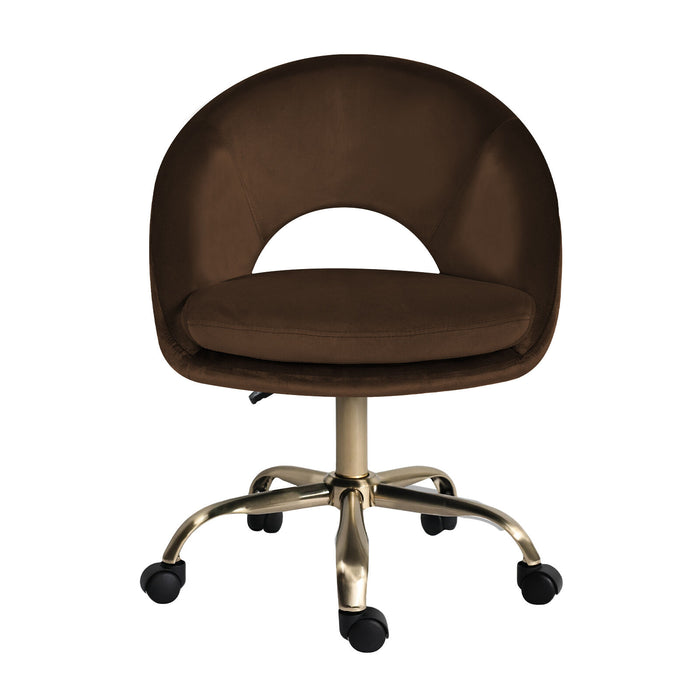 Office Desk Chair - Velvet Home Office Swivel Computer Seat Cove Brown