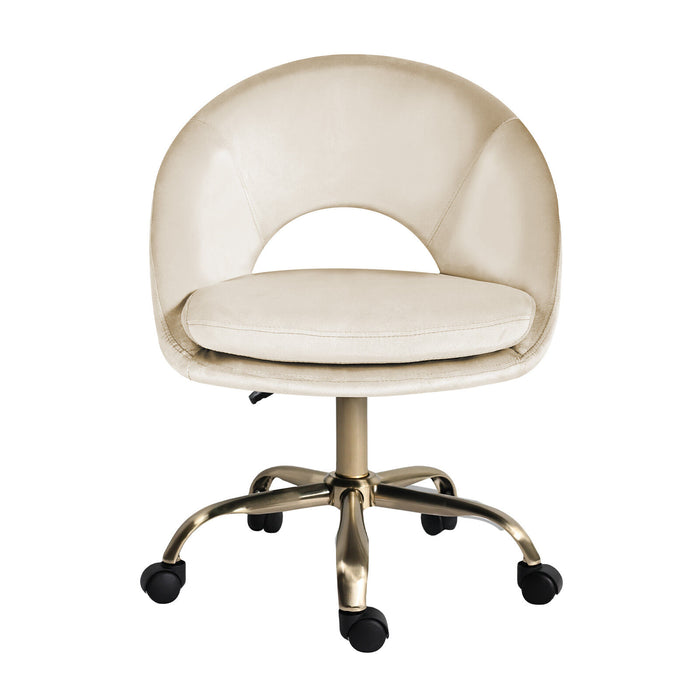 Office Desk Chair - Velvet Home Office Swivel Computer Seat Cove Cream