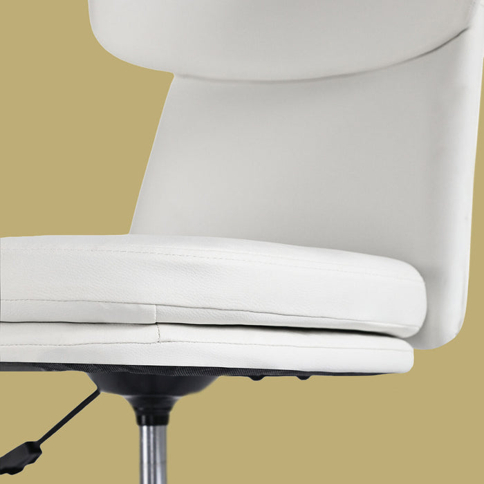Office Desk Chair - Pu Leather Home Office Swivel Chair Computer Seat White