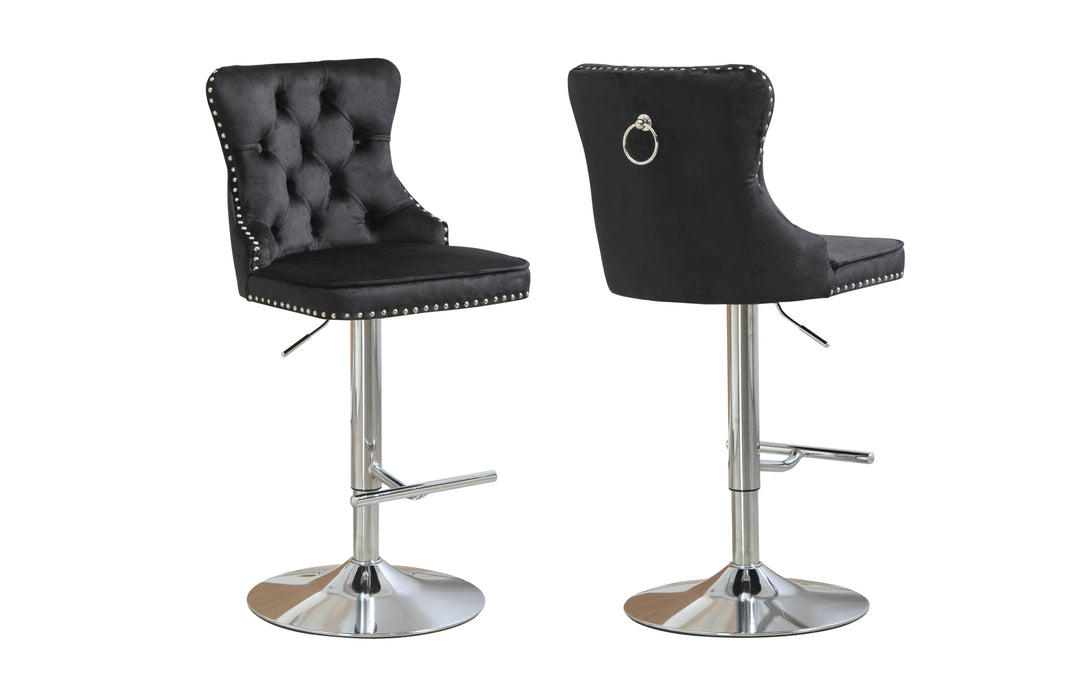Sahara Black Barstool With Silver Stand -Set Of 2