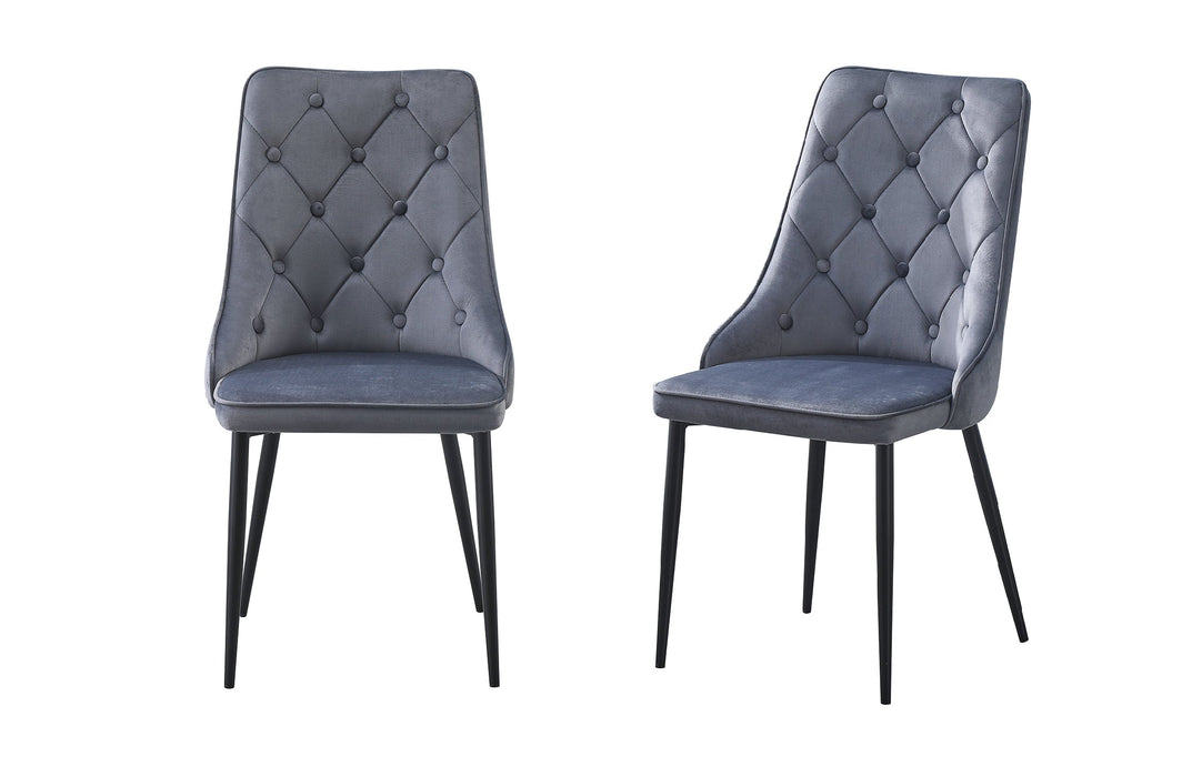 Button Tufted Grey Dining Chairs -Set Of 4