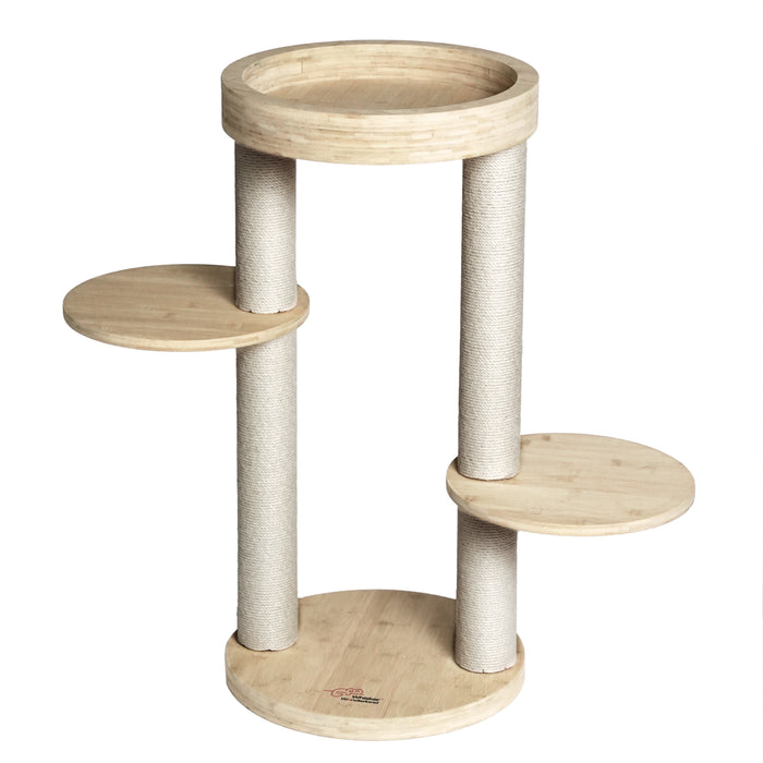 Premium Eco Bamboo Cat Tree Small - Natural Bamboo Structure Safe & Stable Multi-Functional Cat Furniture Climbing & Scratching