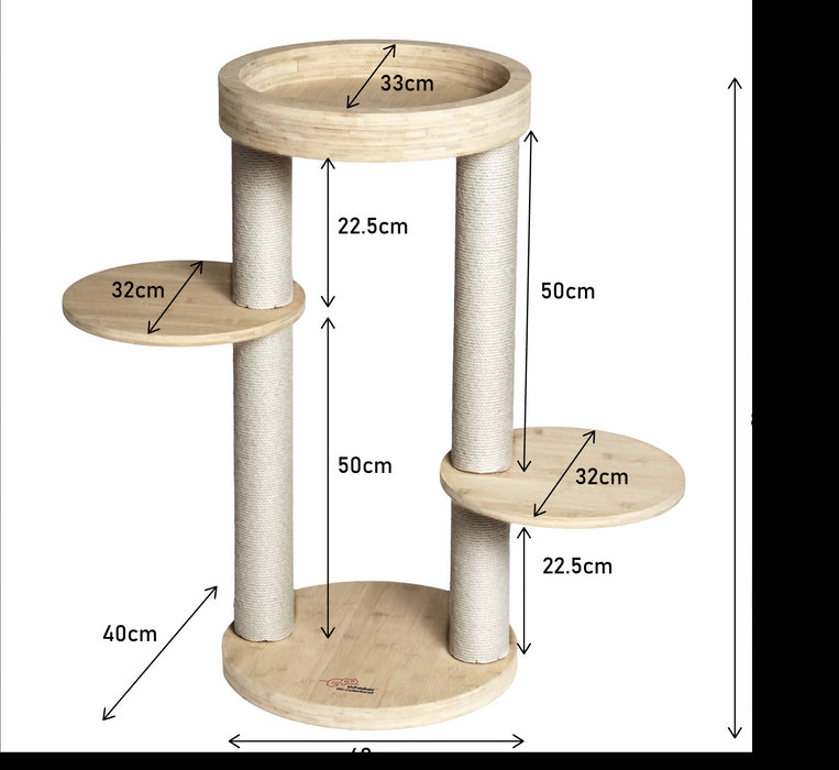 Premium Eco Bamboo Cat Tree Small - Natural Bamboo Structure Safe & Stable Multi-Functional Cat Furniture Climbing & Scratching
