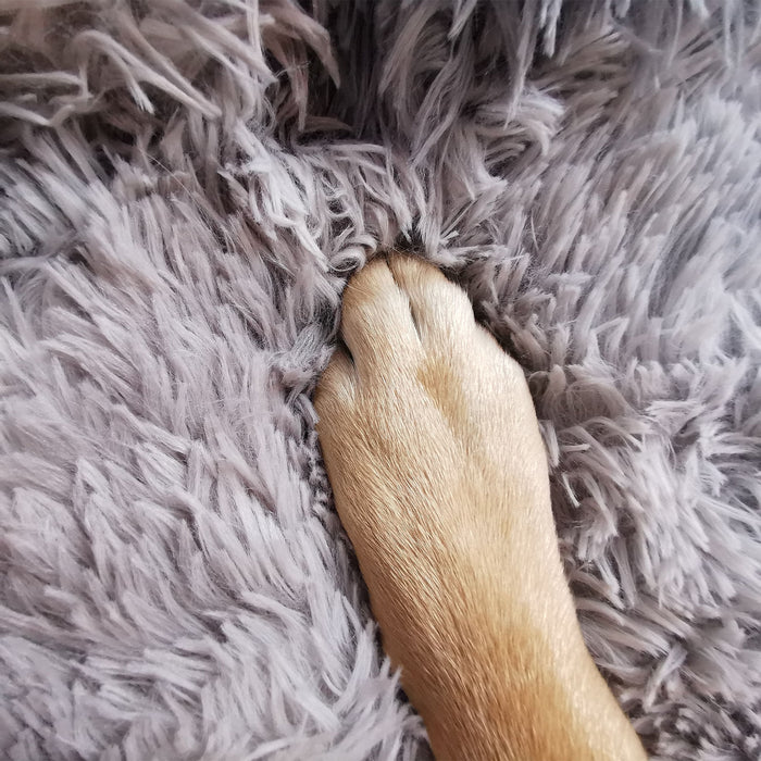 Dog Cat Pet Calming Bed Washable Zipper Cover Warm Soft Plush Round Sleeping 120Cm