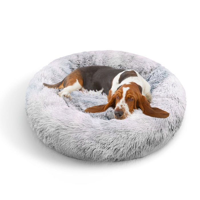 Dog Cat Pet Calming Bed Washable Zipper Cover Warm Soft Plush Round Sleeping 120Cm