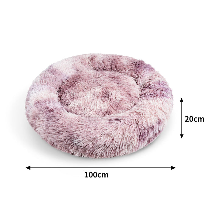 Cat Dog Pet Calming Bed Warm Soft Plush Round Nest Comfy Sleeping Kennel Cave Au