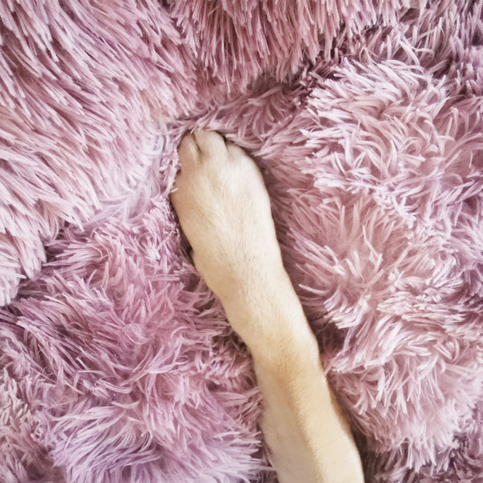 Dog Cat Pet Calming Bed Warm Soft Plush Round Nest Comfy Sleeping Kennel Cave 90