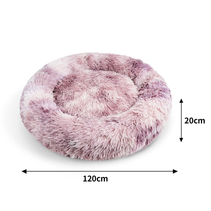 Dog Cat Pet Calming Bed Warm Soft Plush Round Nest Comfy Sleeping Cave Mel 120Cm