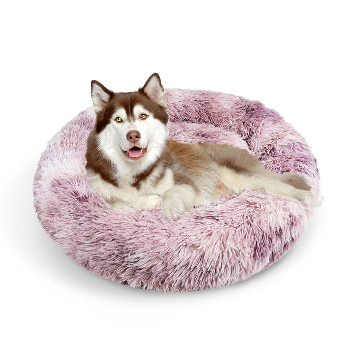 Dog Cat Pet Calming Bed Warm Soft Plush Round Nest Comfy Sleeping Cave Mel 120Cm