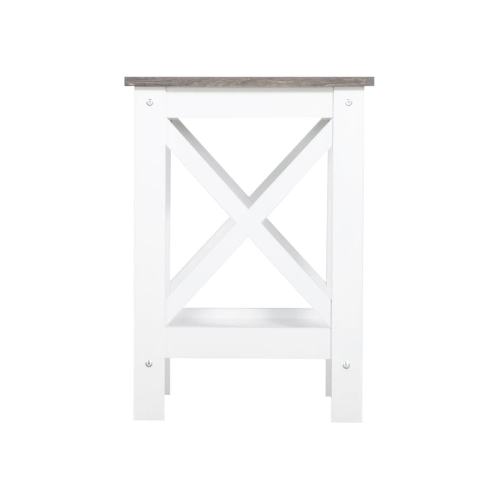 Coastal Side Table In White And Grey