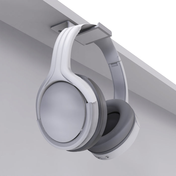 Hhw Universal Under Desk Headphone Hook White