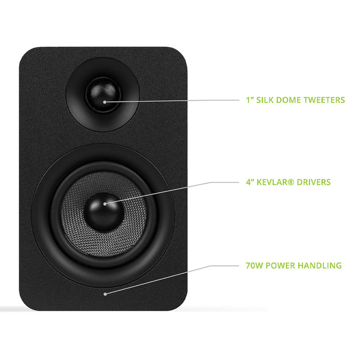 Yu Passive 4" Speakers With 1" Silk Dome Tweeter And 4" Kevlar Woofer - Black Pair