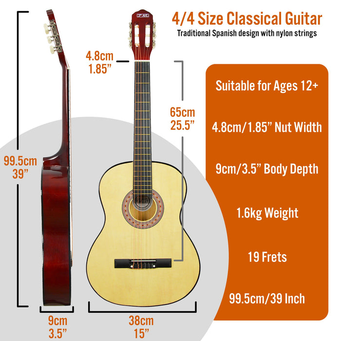 Full Size Classical Guitar Pack - Natural