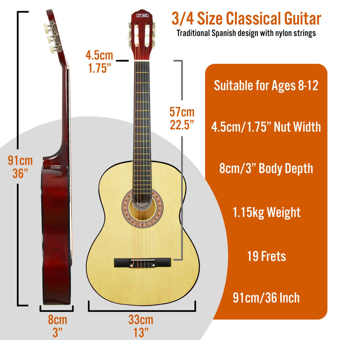 3 / 4 Size Classical Guitar Pack - Natural