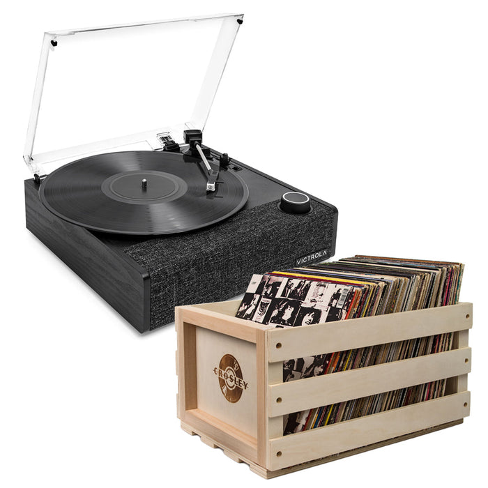 Eastwood Ii Turntable - Black + Bundled Record Storage Crate