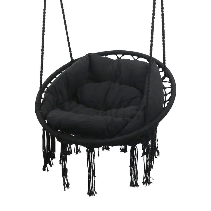 Kids Hammock Hanging Swing Chair With Cushions In Black