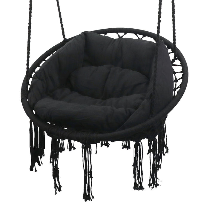 Kids Hammock Hanging Swing Chair With Cushions In Black