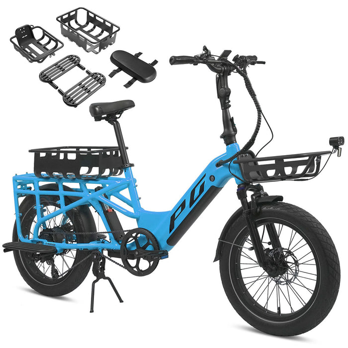 Bikes E-Moover E-Cargo Bike + Accessory Kit - Electric Blue