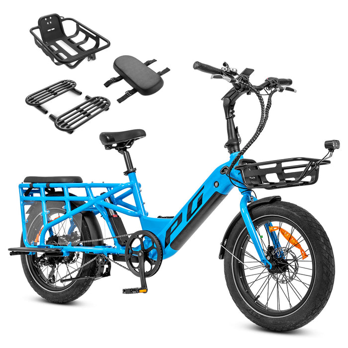 Bikes E-Moover Cargo Bike + Transporter Kit - Electric Blue