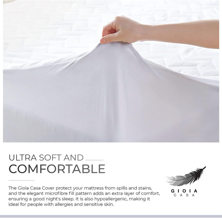 Single Size 100% Ultra-Soft Cotton Quilted Anti-Microbial Mattress Cover Protector