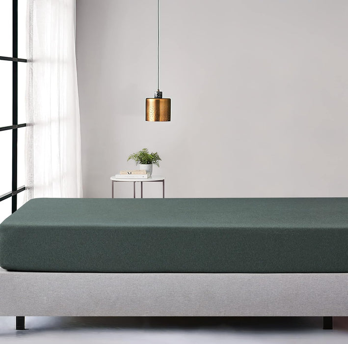 Double Size 100% Jersey Cotton Soft Stretchy Breathable Fitted Sheet - Forest Green