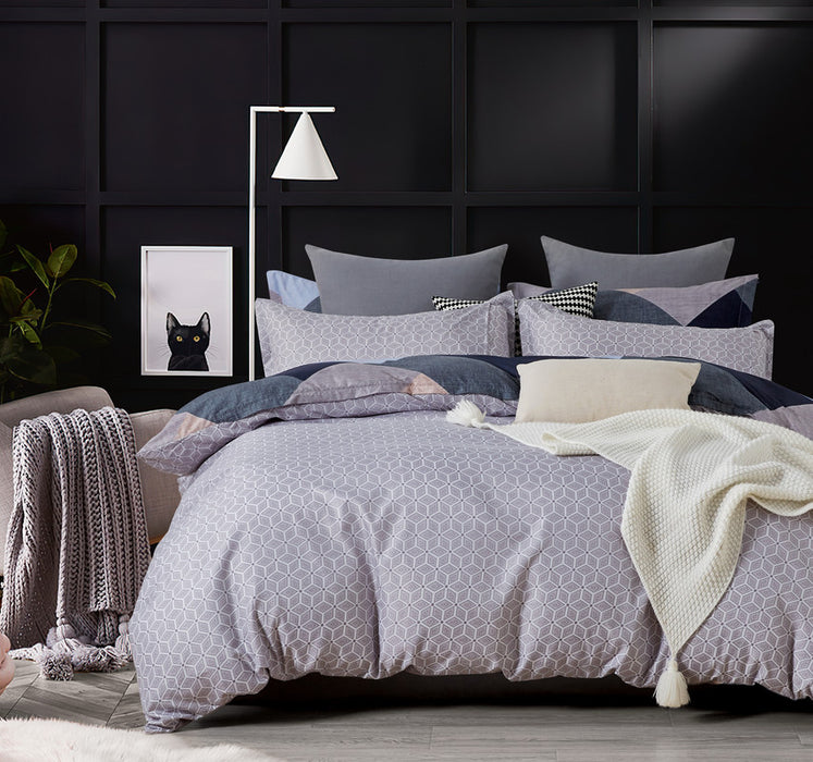 King Size Microfiber Reversible Quilt Cover Set - Jay