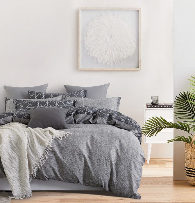 King Size 100% Cotton Reversible Quilt Cover Set - Manhattan