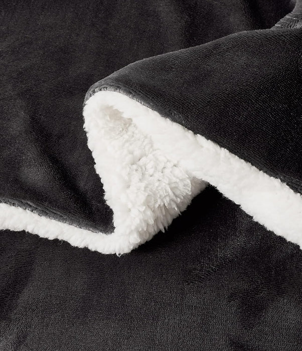 King Size 2-In-1 Teddy Sherpa Quilt Cover Set - - Charcoal