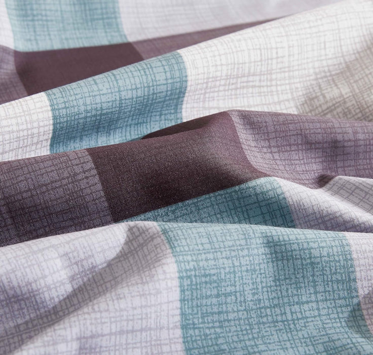 King Size Print Microfibre Quilt Cover Set - Ultra Soft With Zipper Closure - Stanley