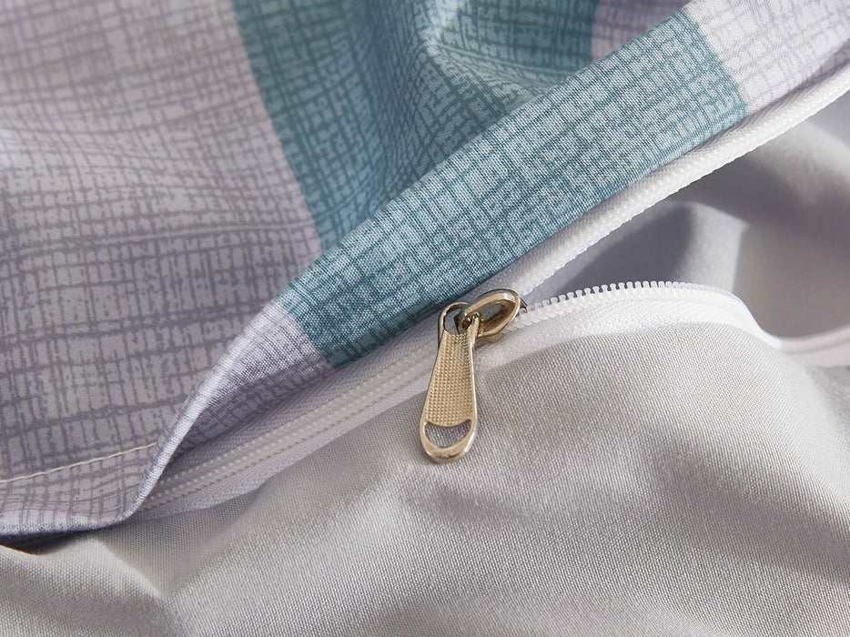 King Size Print Microfibre Quilt Cover Set - Ultra Soft With Zipper Closure - Stanley