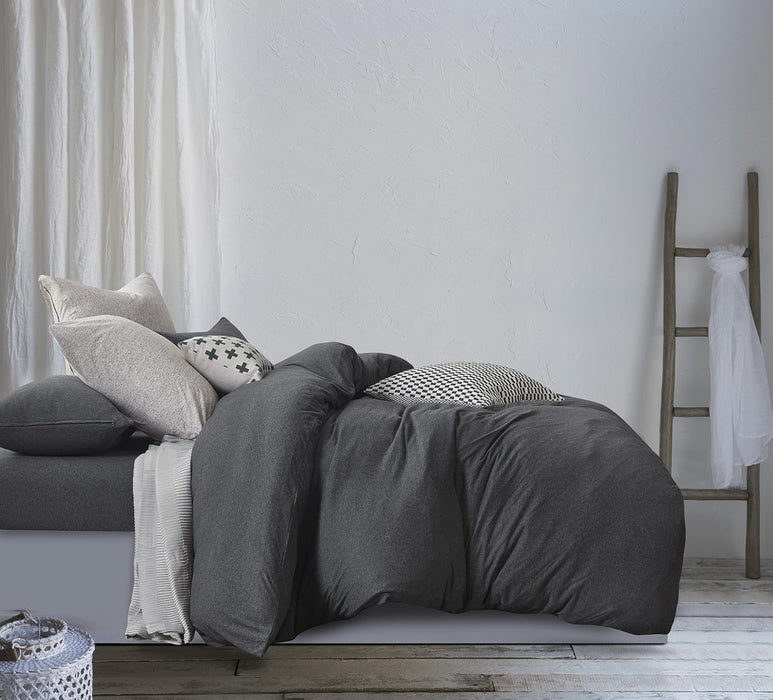 Super King Size 100% Jersey Cotton Quilt Cover Set - Black Marble