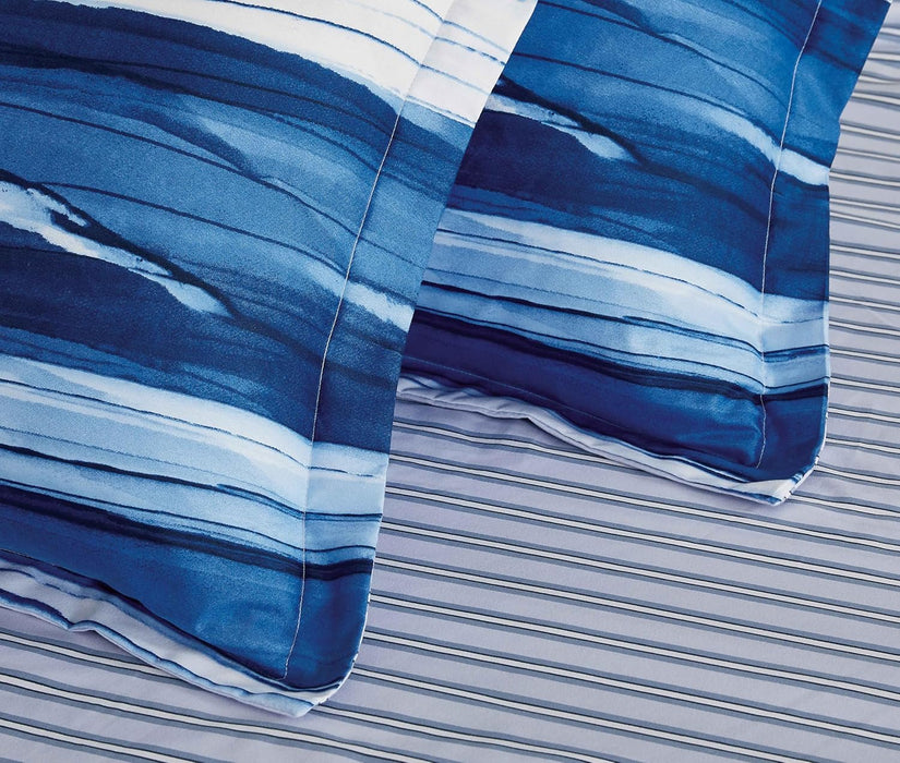 Super King Size Print Microfibre Quilt Cover Set - Ultra Soft With Zipper Closure - Ethan