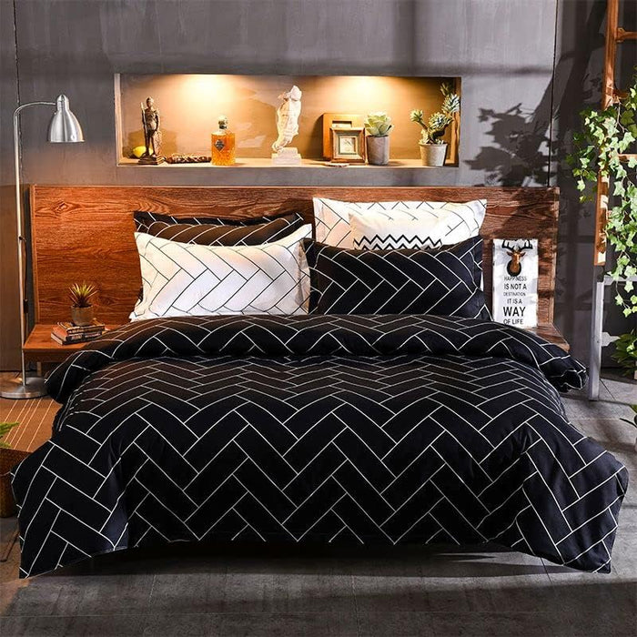 Super King Size Print Microfibre Quilt Cover Set - 3Pcs - Ultra Soft Comfy Luxurious Duvet Cover With Zipper Closure - Elegant Design Quilt Cover Set For Bedding - Glen