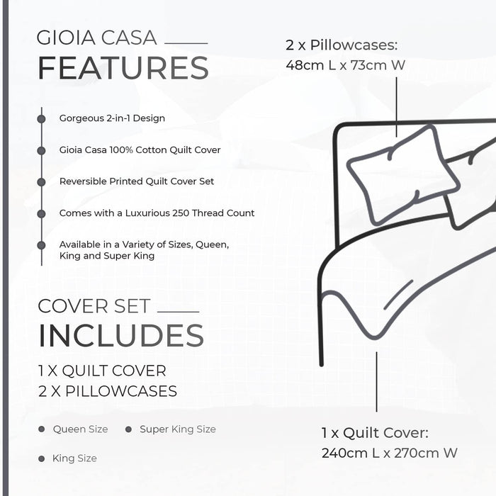 Super King Size 100% Cotton Manhattan Reversible Printed Quilt Cover Set