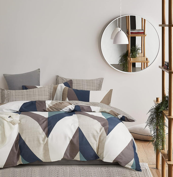 Super King Size 100% Cotton Oliver Reversible Printed Quilt Cover Set