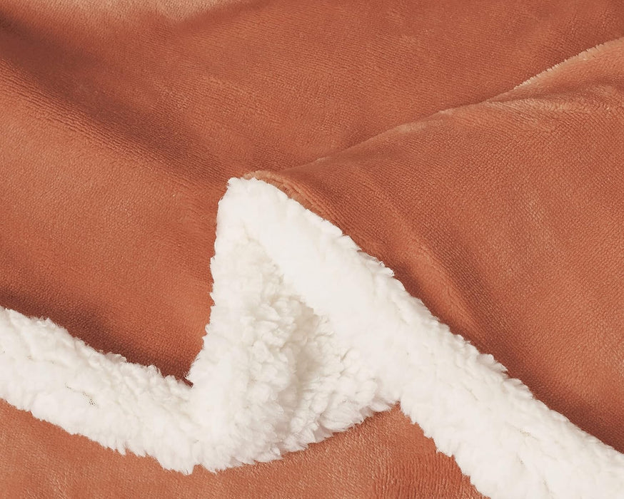 Super King Size 2-In-1 Teddy Sherpa Quilt Cover Set - Terracotta