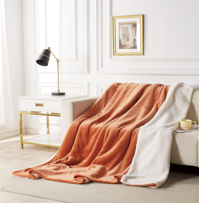 Super King Size 2-In-1 Teddy Sherpa Quilt Cover Set - Terracotta