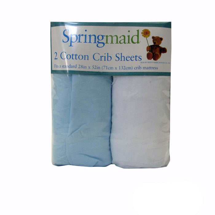 2 Piece Of Baby Cot Cotton Fitted Sheet Blue & White - Single