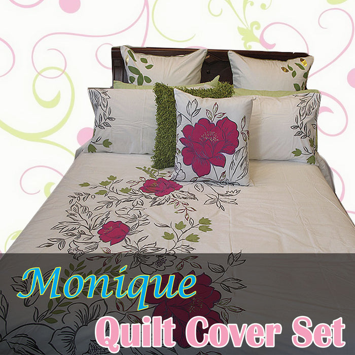 Monique Embroidery Quilt Cover Set King