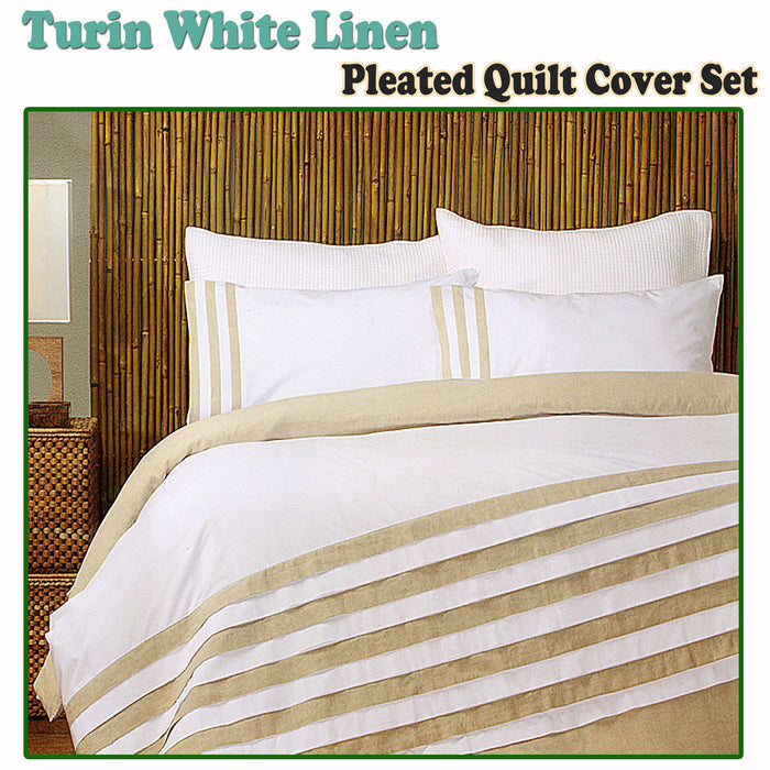 Turin White Linen Quilt Cover Set King